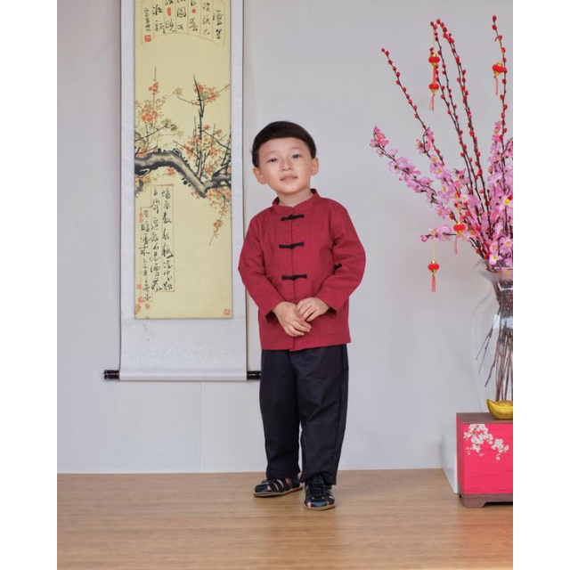 PEIYU SET | Baju Anak Laki-laki | Atasan Casual Anak | Baju Anak Cheongsam