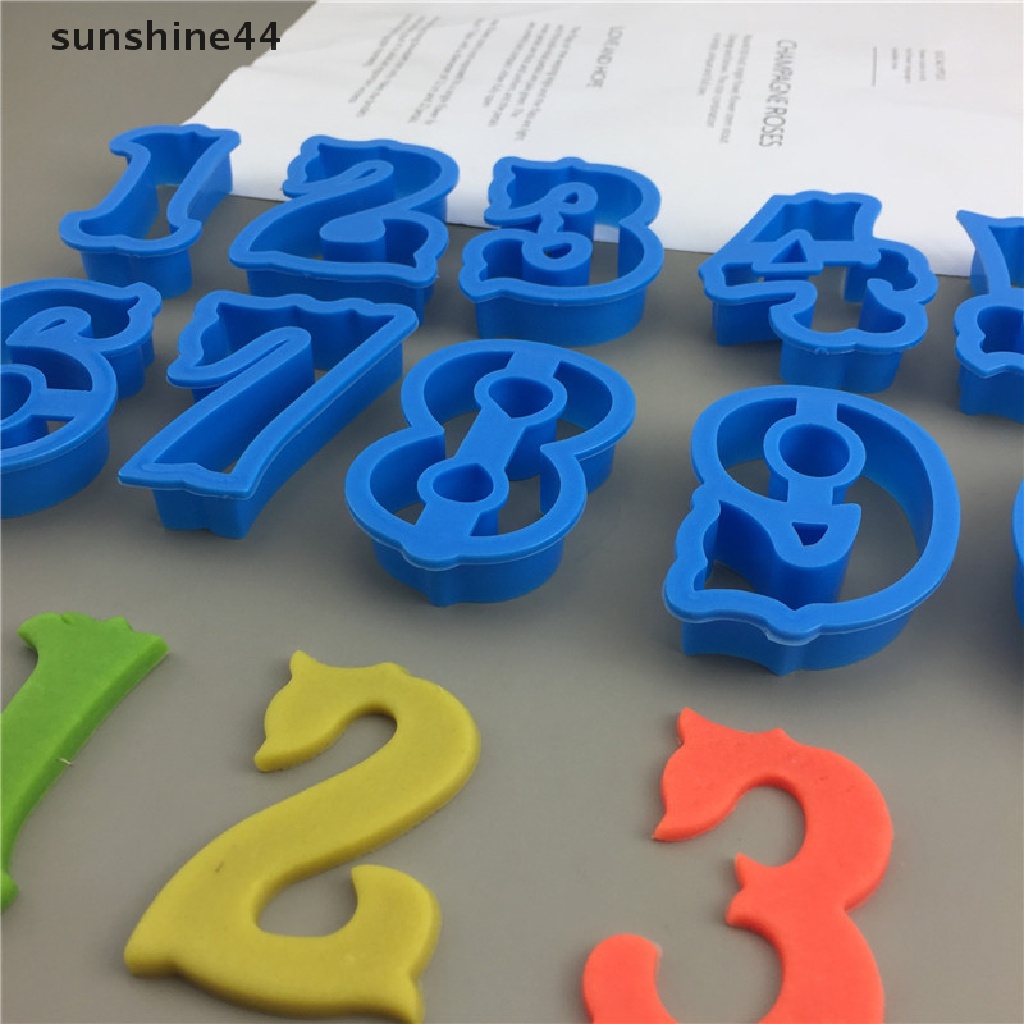 Sunshine 10Pcs/Set Cetakan Cookie Cutter Angka 0-9 Besar Cetakan Perangko Biskuit 3D Plastik.