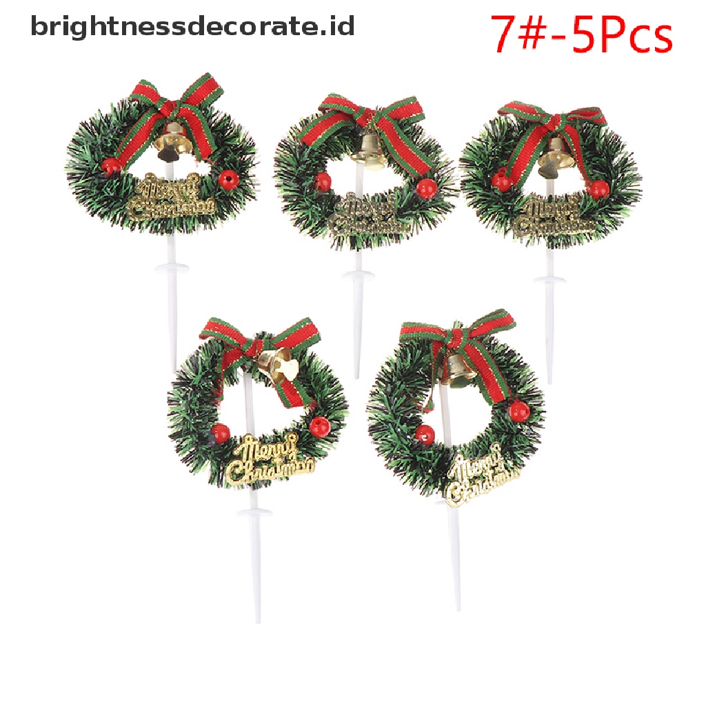 [Birth] 5pcs Natal Buah Garpu Daun Xms Dekorasi Pohon Kue Plugin Party Decor [ID]