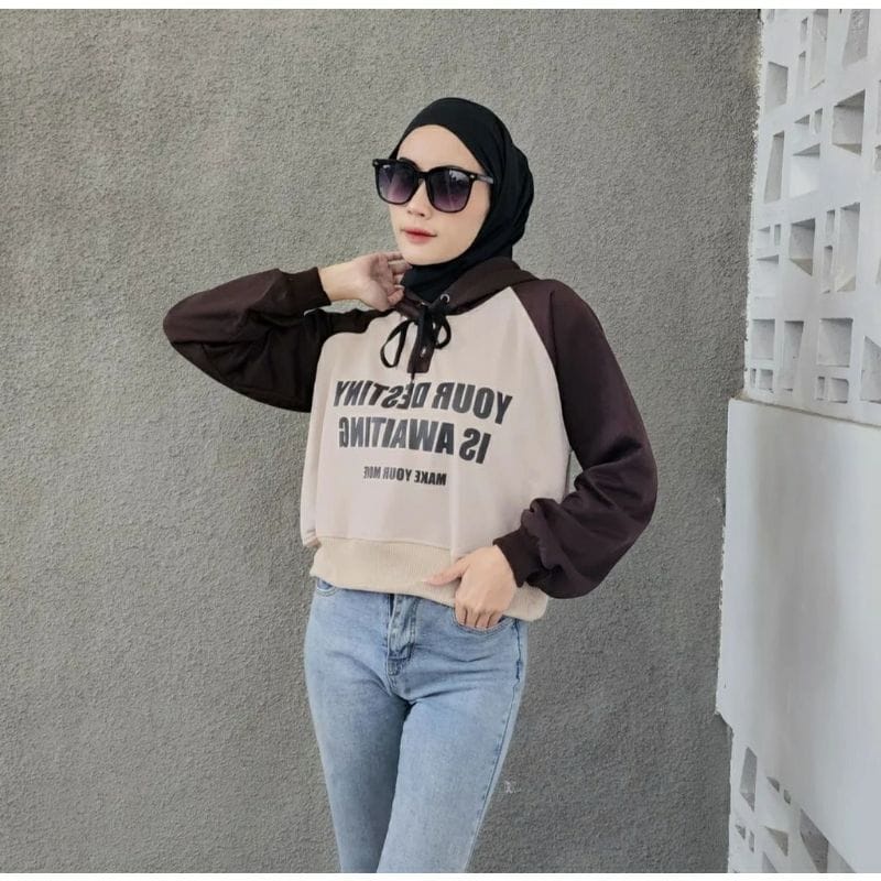 YOUR DESTINY CROOPE HODIE SWEATER CROPE CREWNECK OVERSIZE WANITA