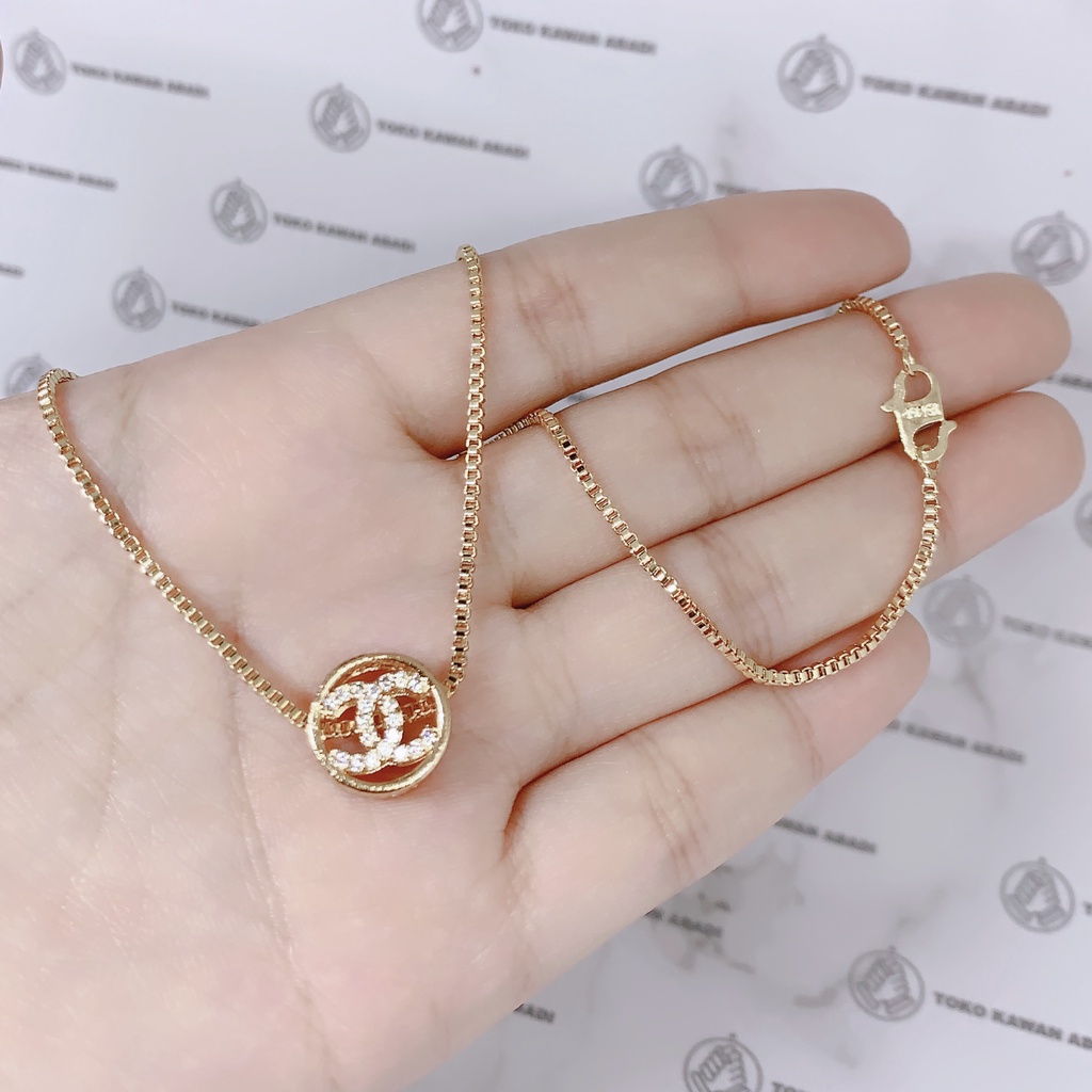 Kalung Xuping Gold Perhiasan Fashion Wanita liontin Permata Kotak *06