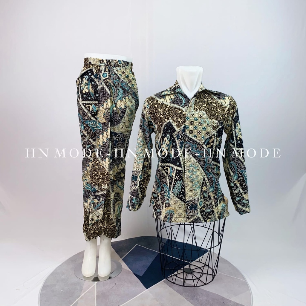 Naily kebaya - Couple rok rempel & kemeja panjang / Sarimbit batik wisuda terbaru model terkini siap