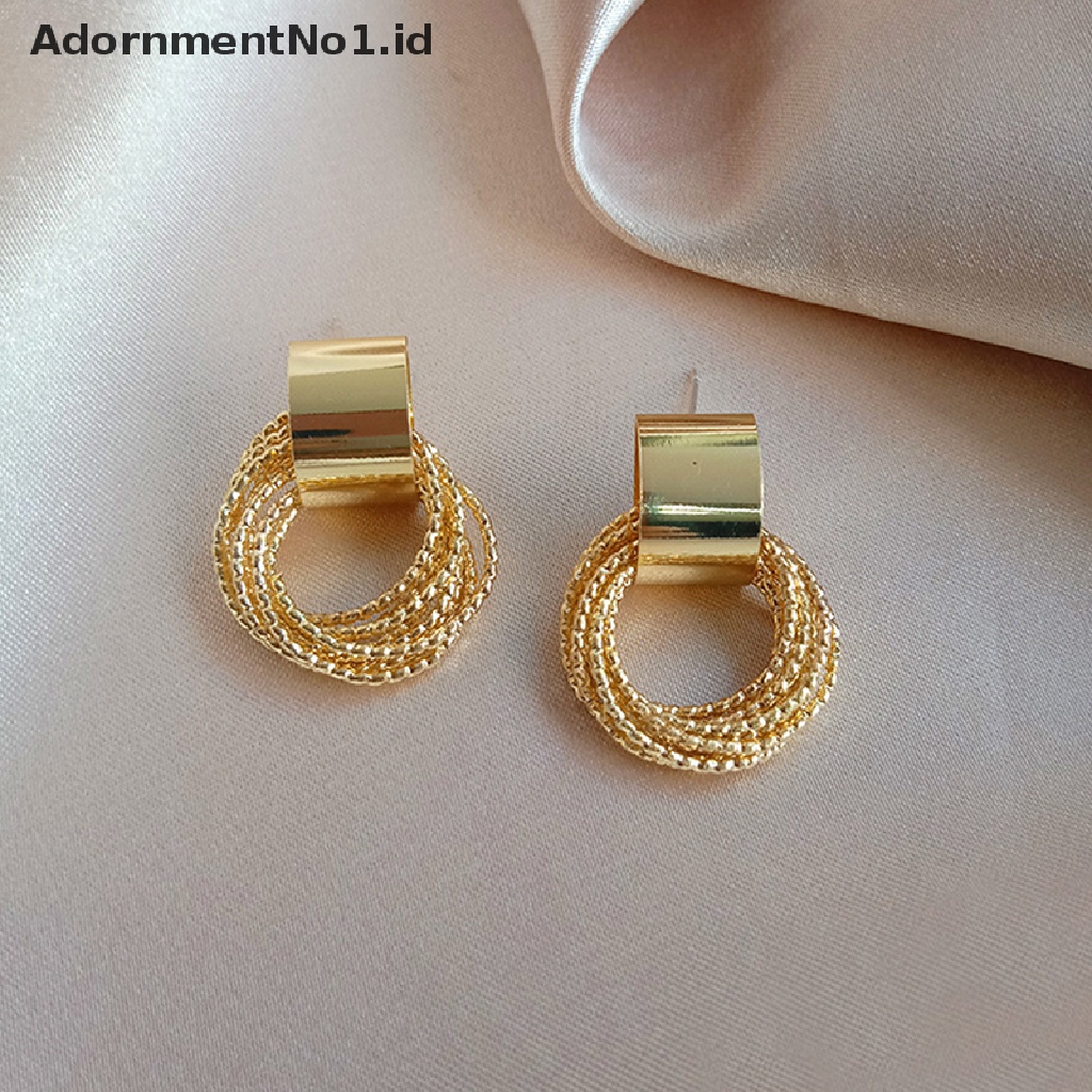 [AdornmentNo1] 1pasang Anting Lingkaran Fashion Untuk Wanita Retro Geometri Logam Drop Earrings Tren Fashion Perhiasan Multi-Tingkat Lingkaran Kecil Pendant Earrings [ID]