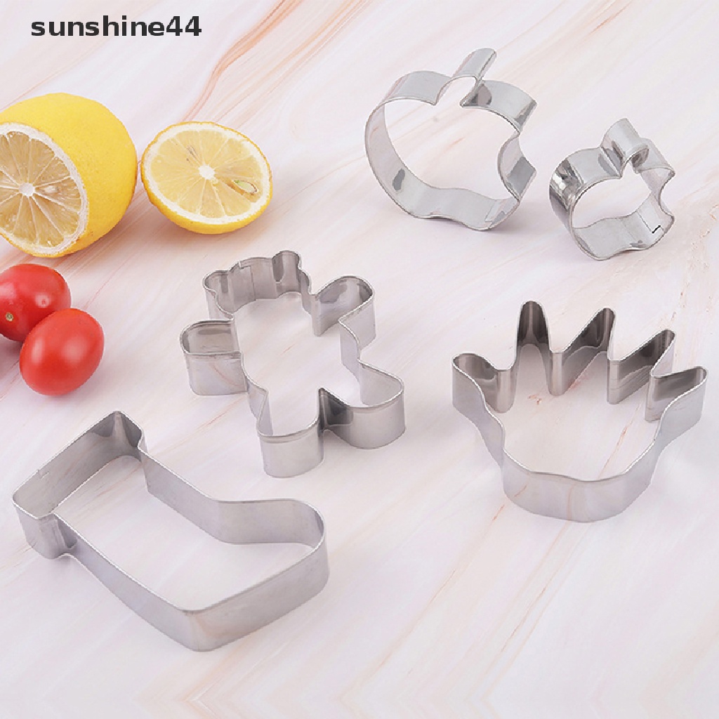 Sunshine 3Pcs/set Christmas Cookie Cutter Stainless Steel Mold Alat Dekorasi Kue.