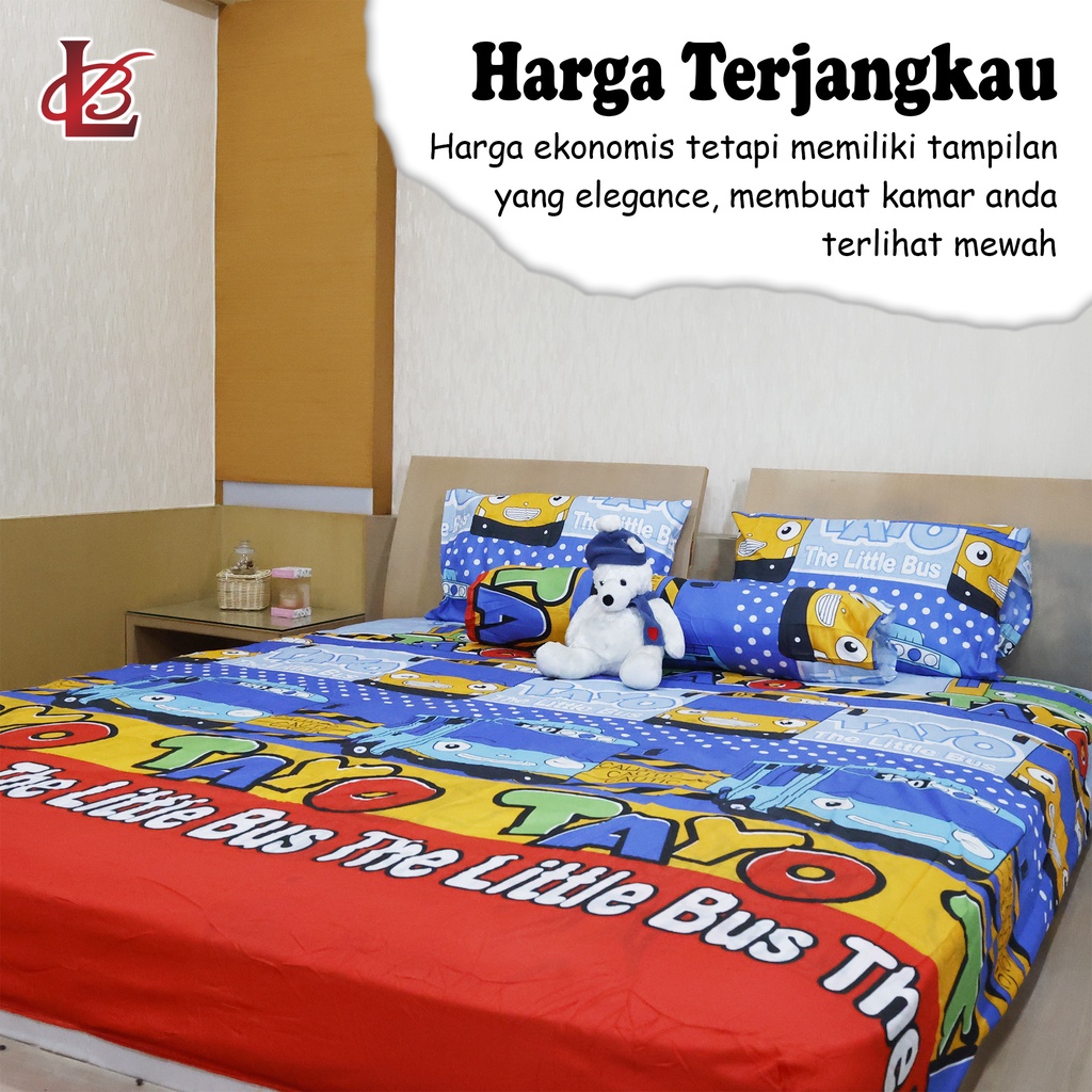 Sprei King Ukuran 180x200cm Satu Set Bantal Guling Motif Bahan Microtex Halus Lembut Perlengkapan Kamar Tidur Import - CD-2 - Luckystar