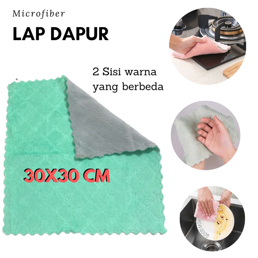 Harga Grosir Spesial ! Kain Lap dapur microfiber cleaning cloth / kain lap piring anti minyak ukuran 30x30cm