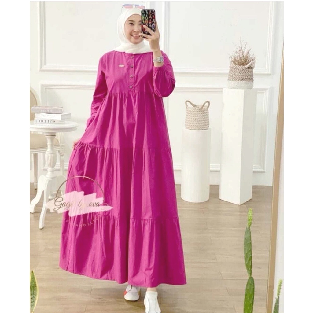 Premium Gamis Rayon Lebaran Ied Pink Fanta Fuchsia Polos Jumbo Lucu Kasual Elegan kekinian XL XXL XX
