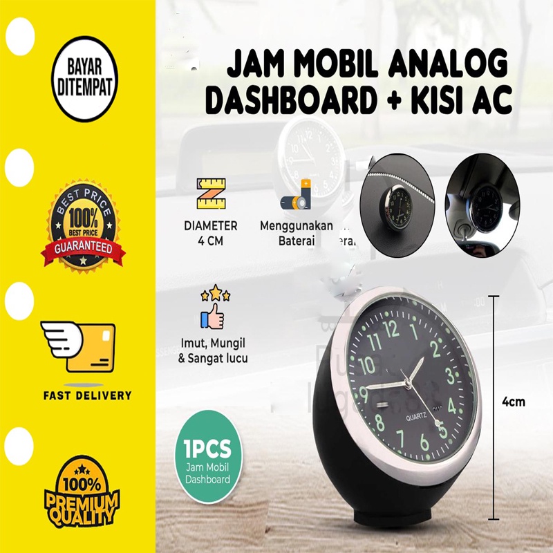 ✅ BISA COD Jam Analog Dashboard Kisi Ac Mobil Quartz Pajangan Interior Car Clock