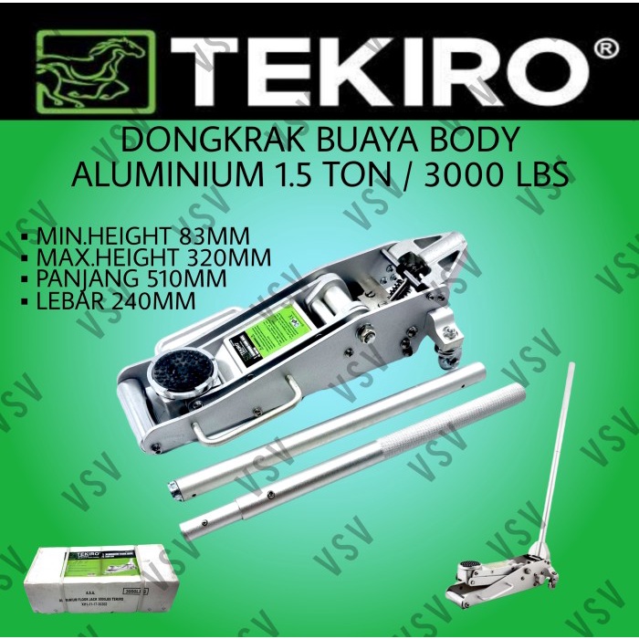 Dongkrak Tekiro Dongkrak Buaya 1.5Ton Aluminium Ceper Floor Jack 3000Lbs