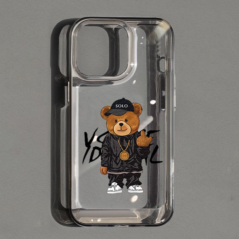 Cute Bear Soft Phone Case Kompatibel Untuk IPhone Casing14 11 13 12 Pro XS Max X XR 78 6S Plus Silcone Shockproof Transparan TPU Cover