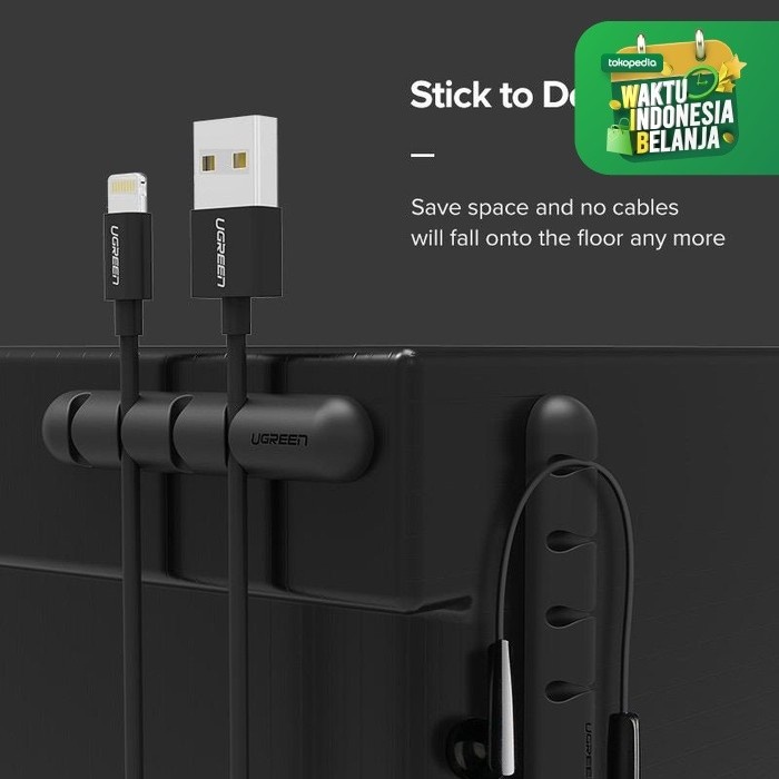 

Holder Ugreen 4Clips 2Pcs Organizer Silicone Cable Manage Black - 30762