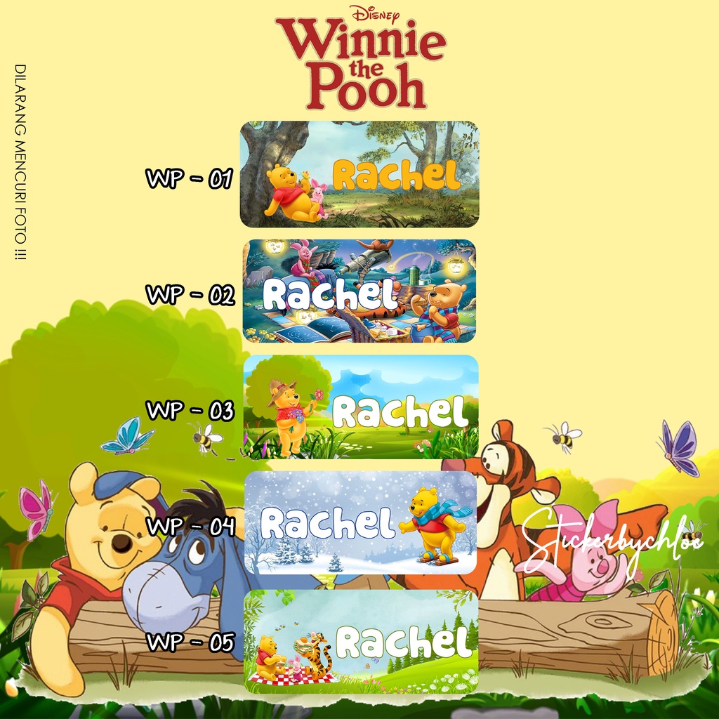 

Sticker Winnie The Pooh Label Nama Anak Waterproof 40pcs-180pcs SET-01