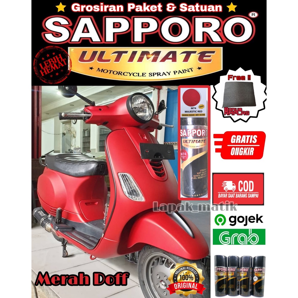 SAPPORO ULTIMATE M74 MAJESTIC RED MERAH DOP / CAT SPRAY SEMPROT AEROSOL