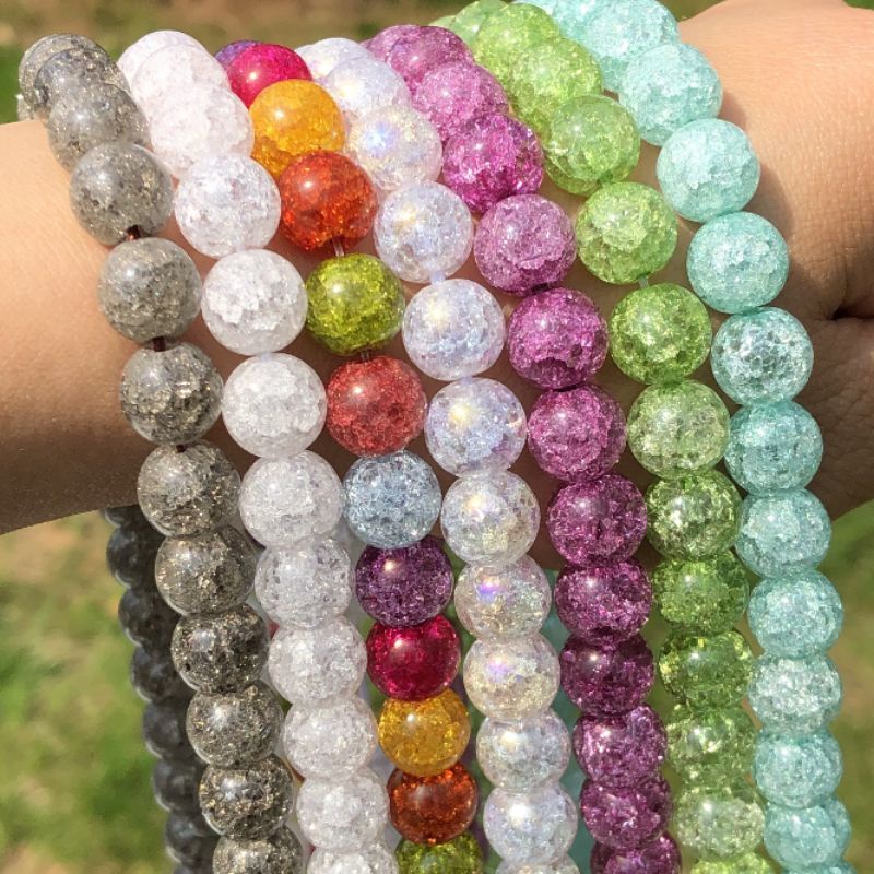 Bahan Gelang Batu Manik Pecah/Crackle Beads