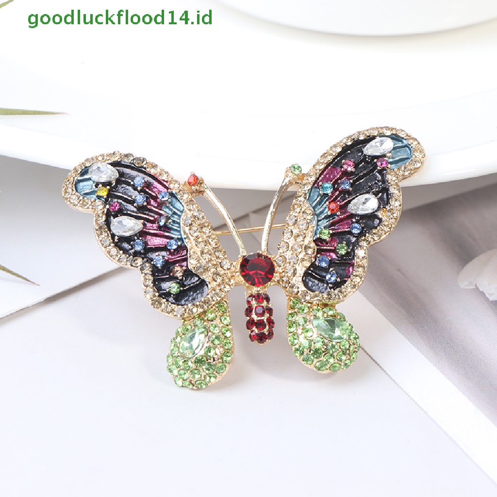 [GOOGFOUR] 1pc Elegan Pesona Kupu-Kupu Bros Wanita Berlian Imitasi Besar Butterfly Pins [TOP]