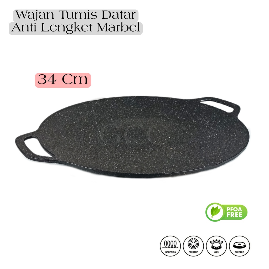 A1 Grill Pan Korea Anti Lengket kuali datar Jumbo 38Cm 36Cm 34Cm m30Cm Pengorengan Panggangan Serbaguna Induksi Marble Non Stick Bahan Tebal