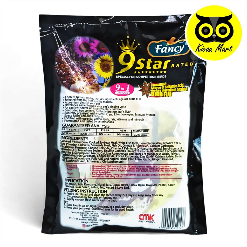 PAKAN MAKANAN HARIAN BURUNG MURAI KACER ANIS CUCAK DLL VOER PUR FANCY 9 STAR HERBAL PFSSHIR