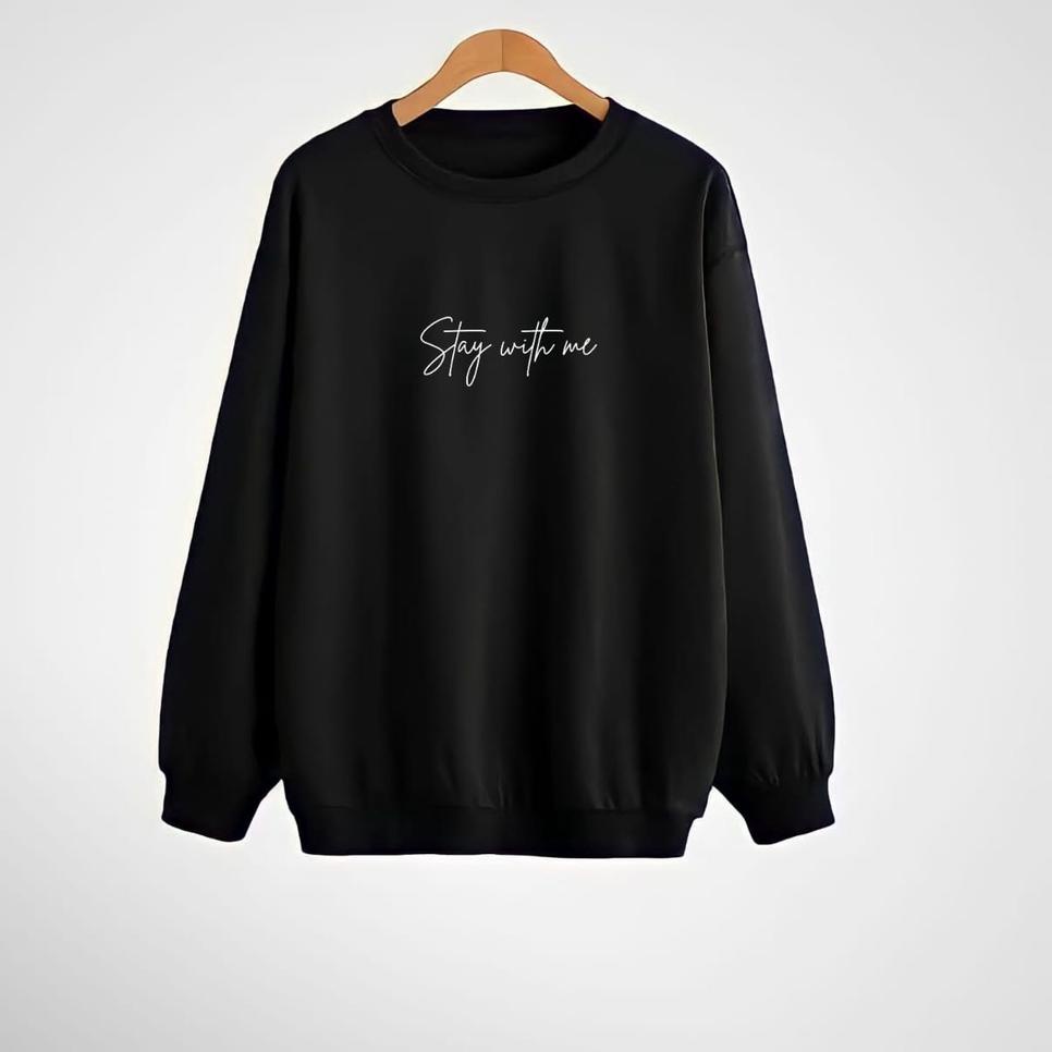 Crewneck Pria Wanita Stay With 2 Me Basic Sweater Japan sweater kerah tinggi pria xxl crewneck pria 