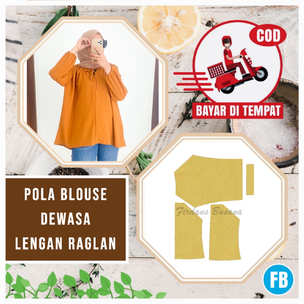 Pola Blouse Wanita Lengan Raglan Dewasa – Pola Jahitan Lengkap Firdaus Busana