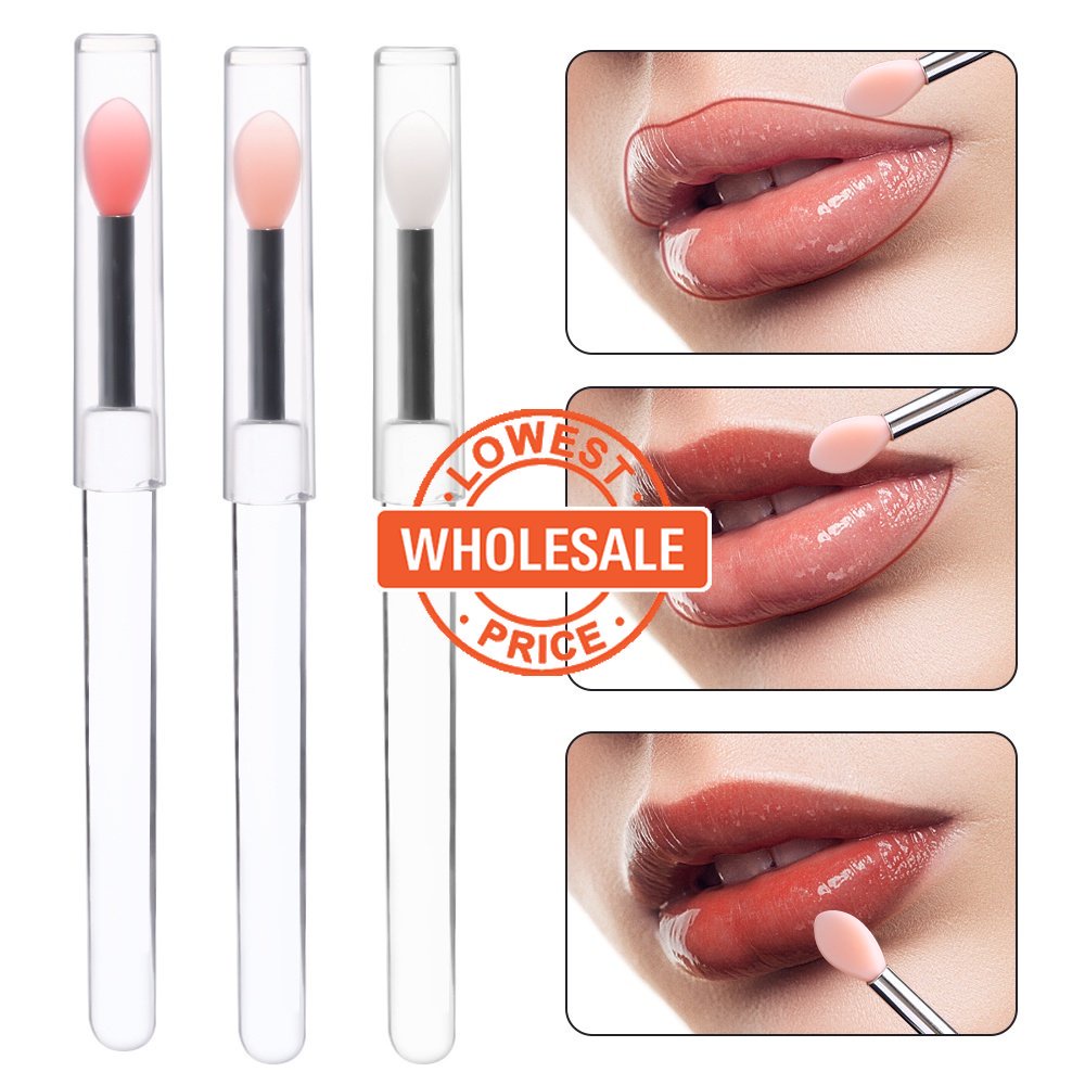 [Harga Grosir]1pc Brush Makeup Mini Portable Multifungsi Bahan Silikon Lembut Dengan Cover Aplikator Lip Gloss Eyeshadow