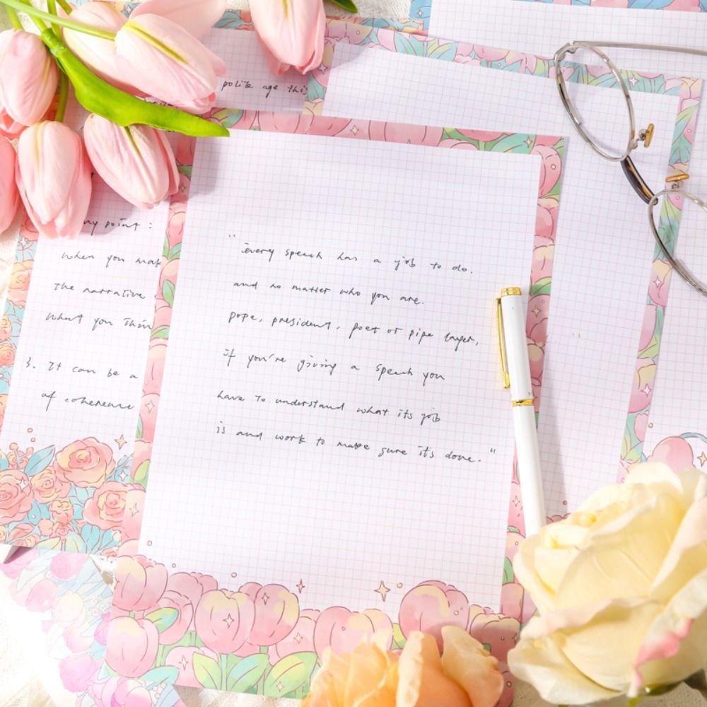 Lanfy Kertas Tulisan Kreatif Retro Scrapbooking Romantis Abadi Bunga Taman Diary Memo Pad