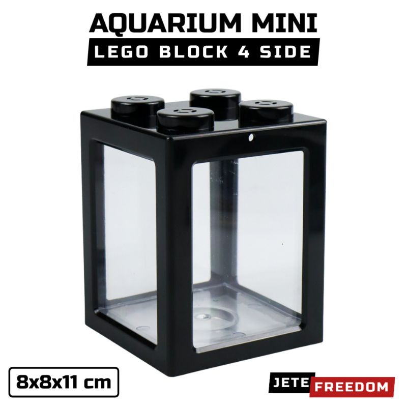 TOPINCN Aquarium Ikan Hias Cupang Mini Lego Block 4 Side Windows 8x8x11cm Akuarium Kecil Kotak Fish 