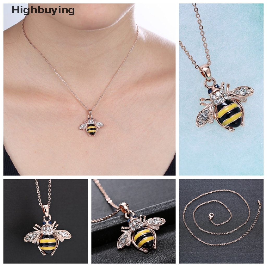 Hbid Chic Lucu Wanita Ladies Honey Bumblebee Lebah Kristal Liontin Rantai Kalung Glory