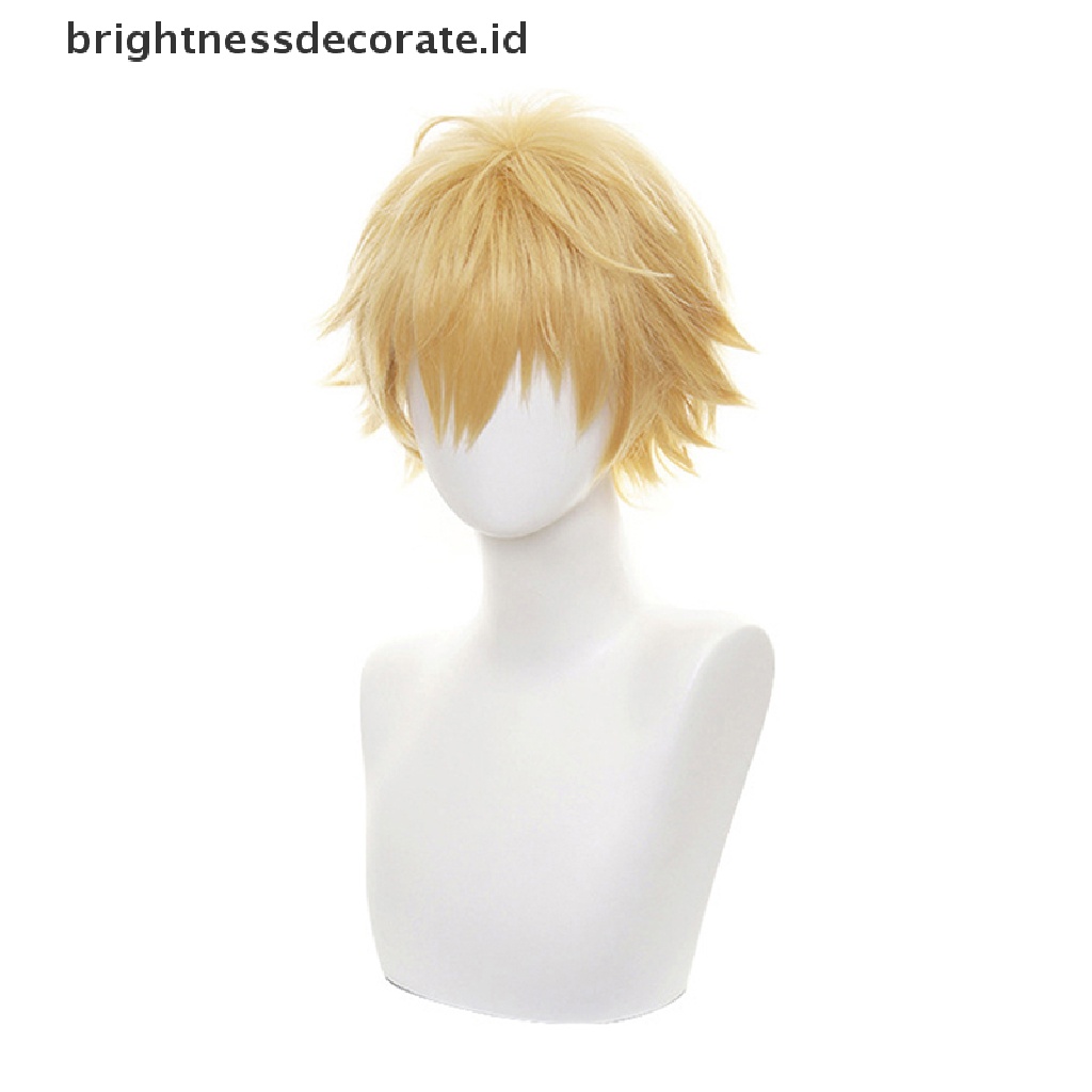 [Birth] Chain Man Denji Cosplay Kostum Wig Pria Anime Halloween Emas Rambut Pendek [ID]