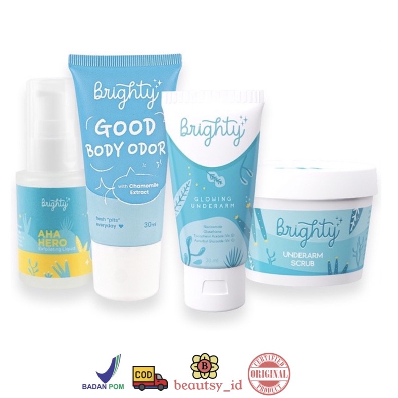 Brighty Gel Glowing Underarm 30ml Scrub Glowing 80ml AHA Hero Good Body Odor BPOM Original COD