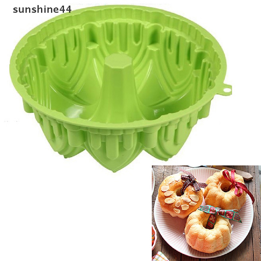 Sunshine 21.7 cm Kue Besar Cetakan Silikon Bentuk Kastil Roti Pastry Mould Baking Tool.