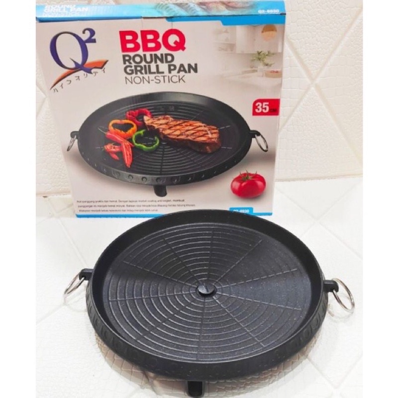 BBQ ROUND GRILL Q2-8930 panggangan bulat Grill Pan panggangan teflon bbq pan panggangan bbq