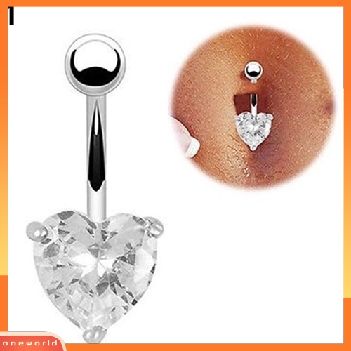 [oneworld] Wanita Pusar Cincin Perut Berlian Imitasi Tombol Bar Jantung Bintang Tubuh Tindik Perhiasan