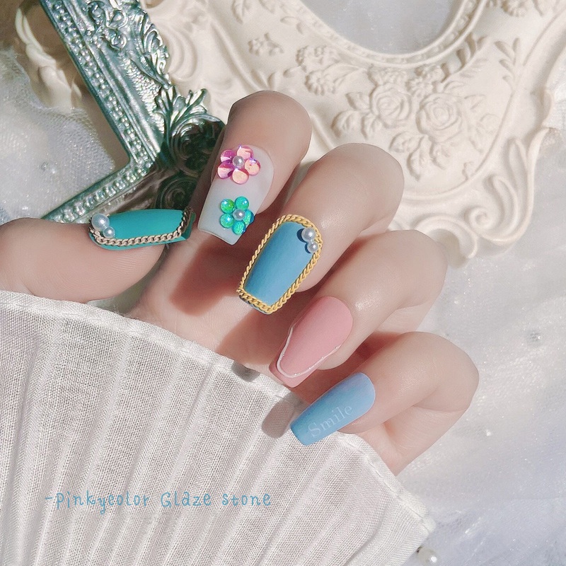 1 Set Ornamen Berlian Imitasi Bentuk Bulat Untuk Dekorasi Nail Art 3D Flexible DIY