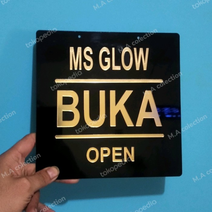 Jual Buka Tutup Open Closed Custom Nama Toko Acrilik Huruf Timbul 20