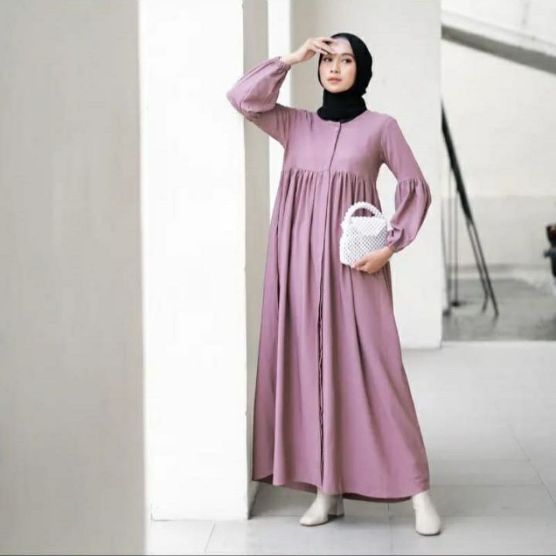 [BISA COD] Terlaris gamis FELY Motif polos|| Longdres Pakaian