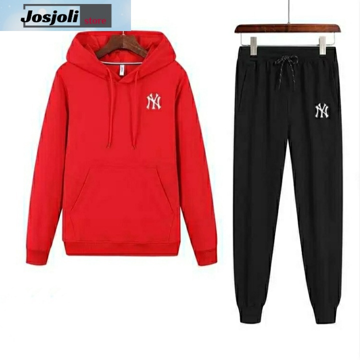 JOSJOLI_STORE/Stelan NY/Satu Stel Pria Dewasa Atasan Hoodie dan Bawahan Joger/Fit to L