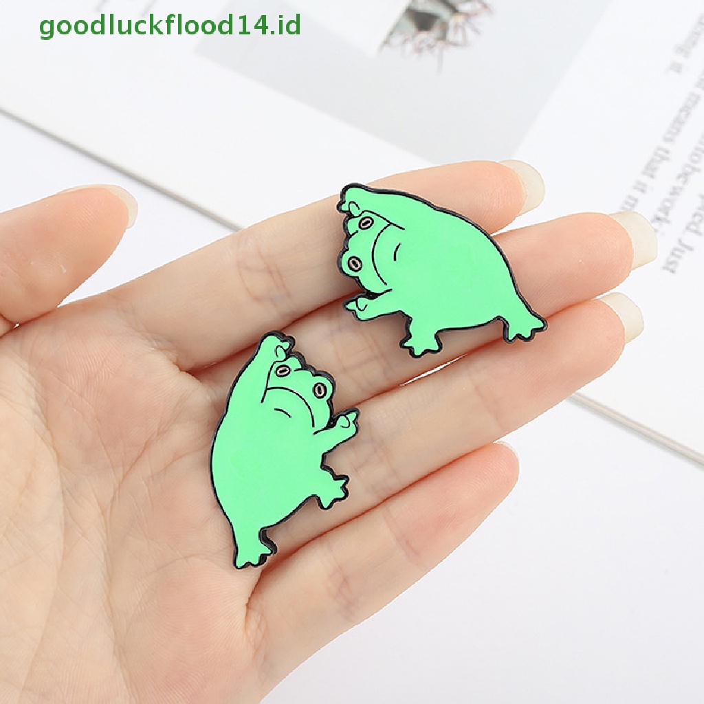 [GOOGFOUR] Enamel Kodok Bercermin Pin Custom Hewan Lucu Bros Lapel Badge Bag [Atas]