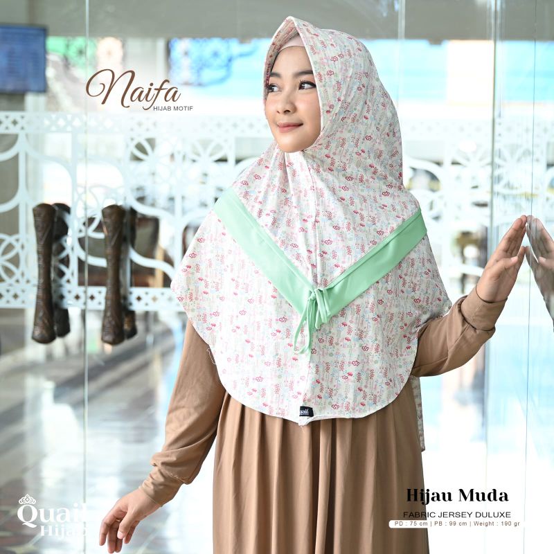 jilbab naifa hijab motif instan ori quail