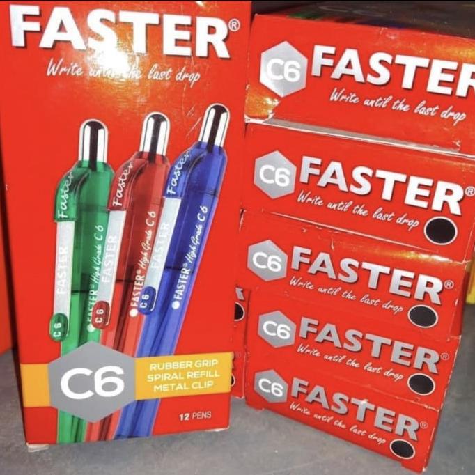 

MURAH Bolpen Faster C6 / 1 Pack/12 PCS/Warna Hitam