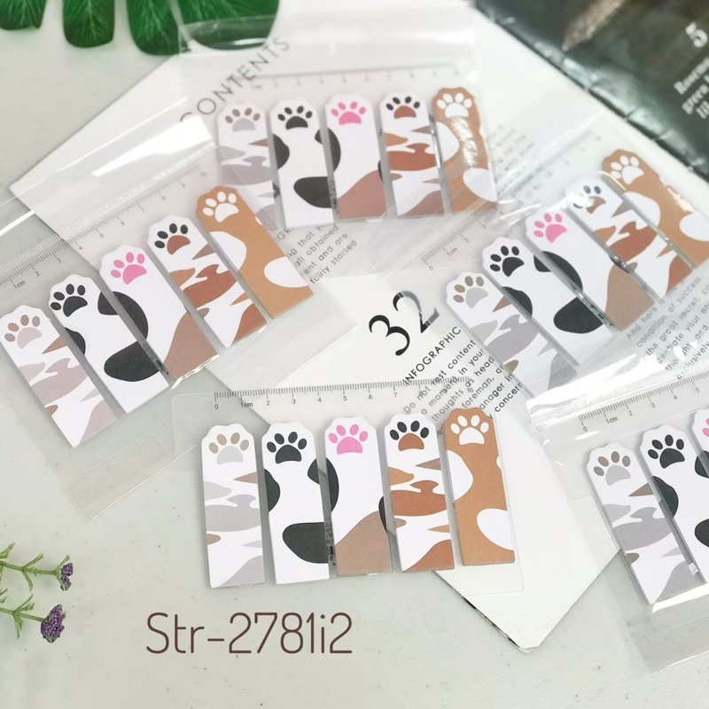 sticky notes note sticker note cat paw penggaris stick it memo post it memo tempel kucing