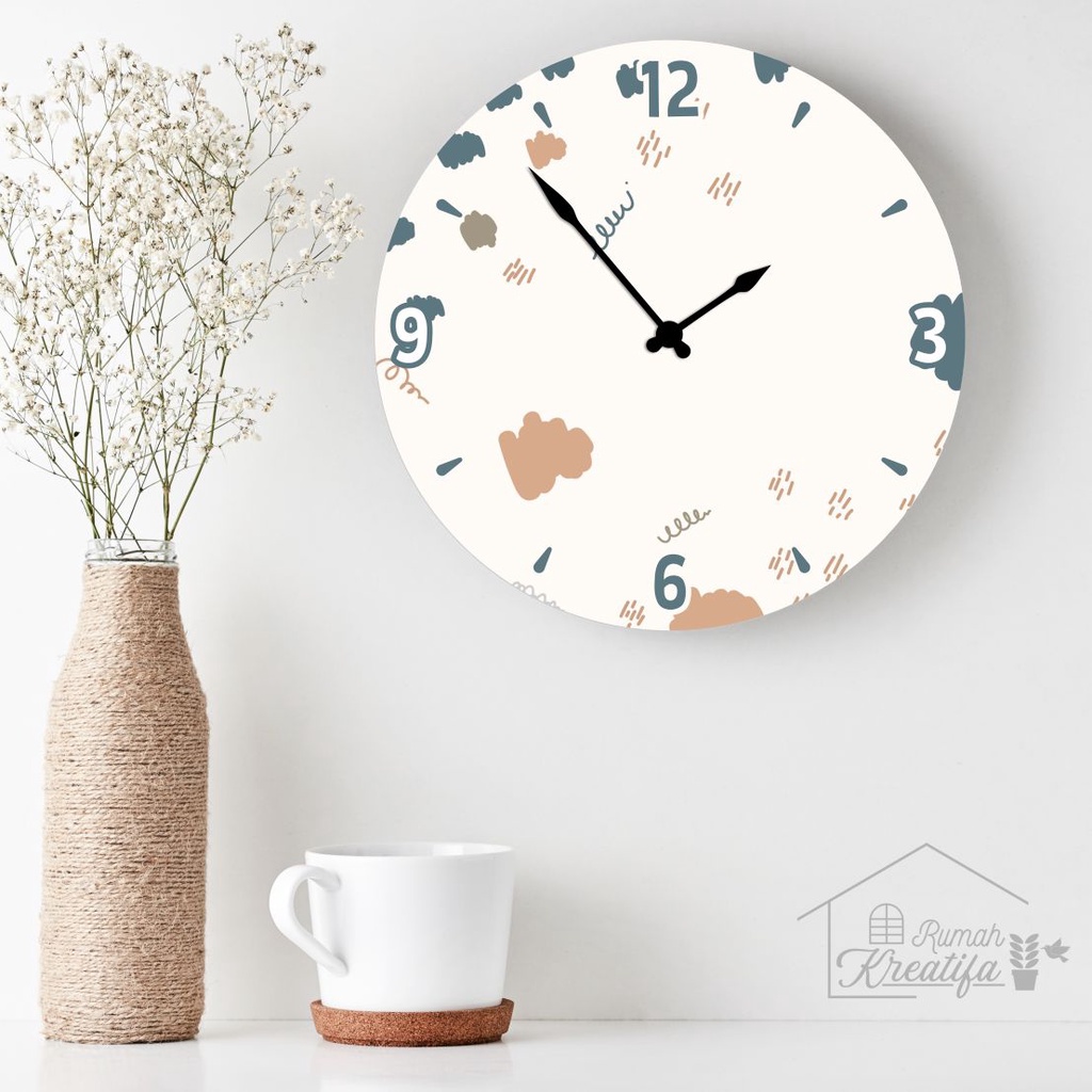 Jam Dinding Diameter 30 cm Dekorasi Unik Aesthetic Kamar Estetik Minimalis Boho Earth Tone Sweep Mov