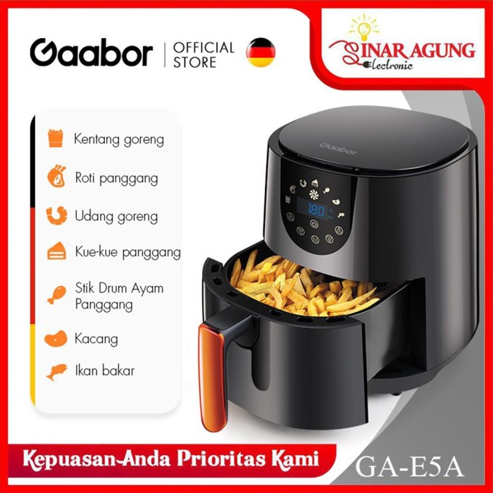 Fryer Gaabor Air Fryer 5L Digital Ga-E5A / Gae5A - 100% Ori