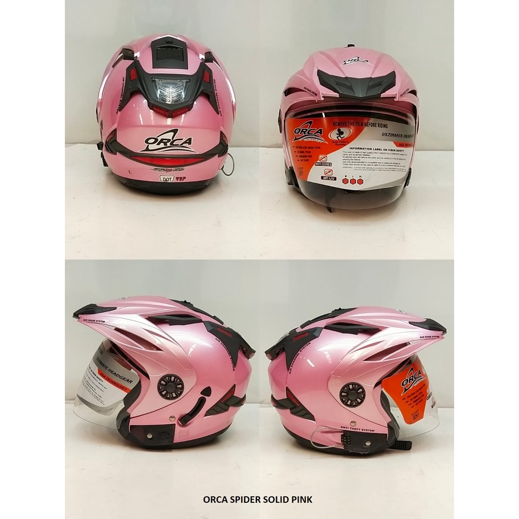 Helm Half Face ORCA Spider Solid Double Visor(SNI)