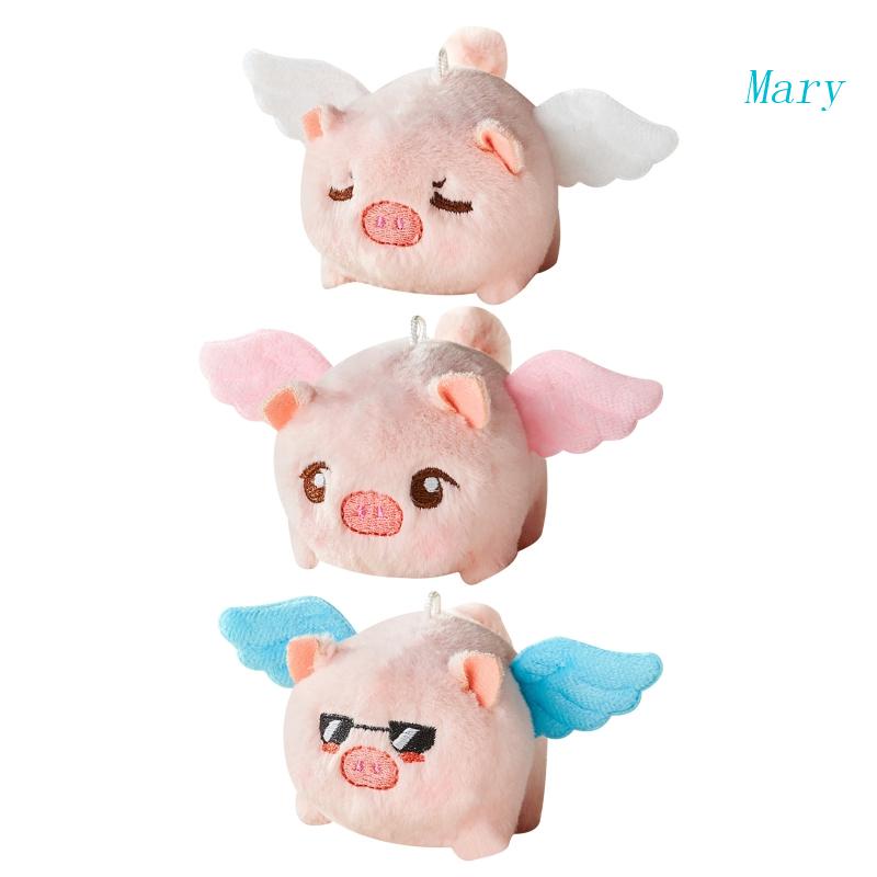 Mary Flying Piggy Plush Keyring Handbag Untuk Gantungan Kunci Liontin Ekor Wiggly Fuzzy Pig Wanita Ransel Handbag Decor Cewek F
