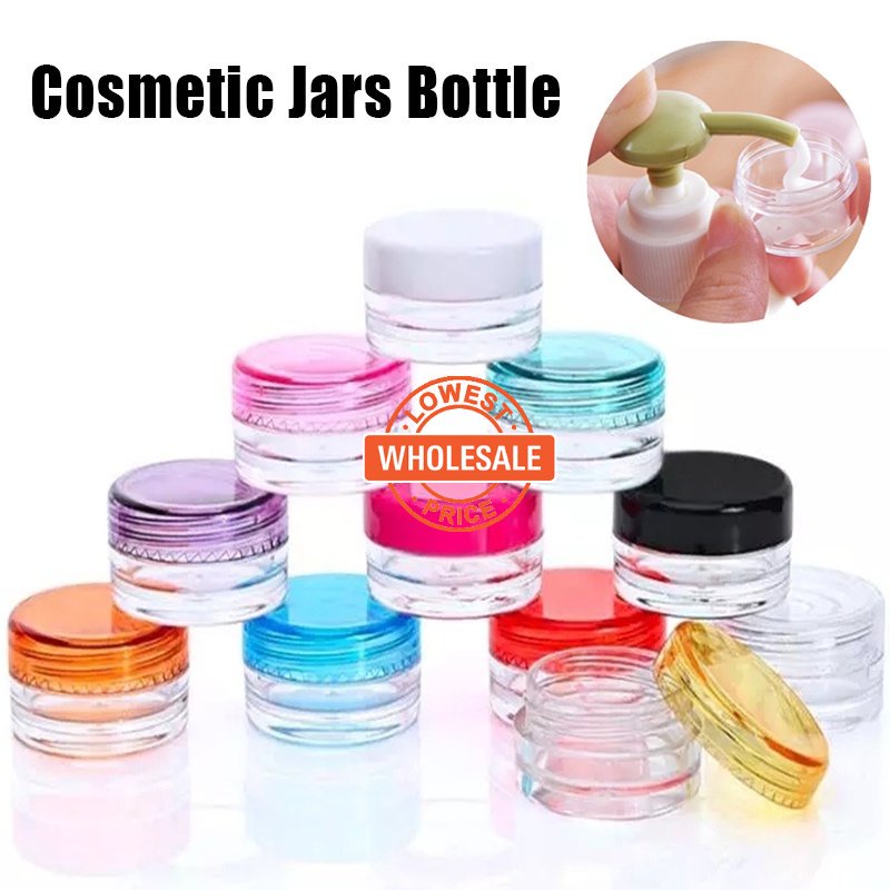 [Harga Grosir]Botol Kosong Penyimpanan Krim Wajah Lip Balm Bentuk Bulat Bahan Plastik Transparan Ukuran 3g 10g 20g Untuk Travel/Hot Sale