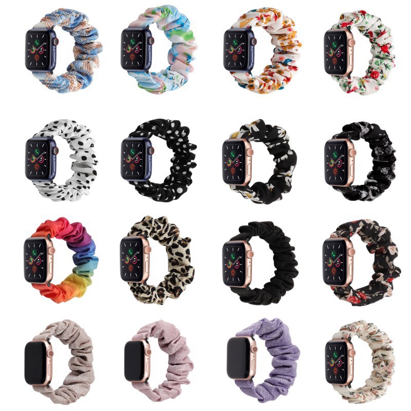 Scrunchie Cute Print Elastic Strap For iWatch Band Ultra 8 7 SE Series 7 6 SE 5 4 3 2 1 41mm 45mm 38mm 40mm 42mm 44mm For Iwatch Ladies Hair Bracelet