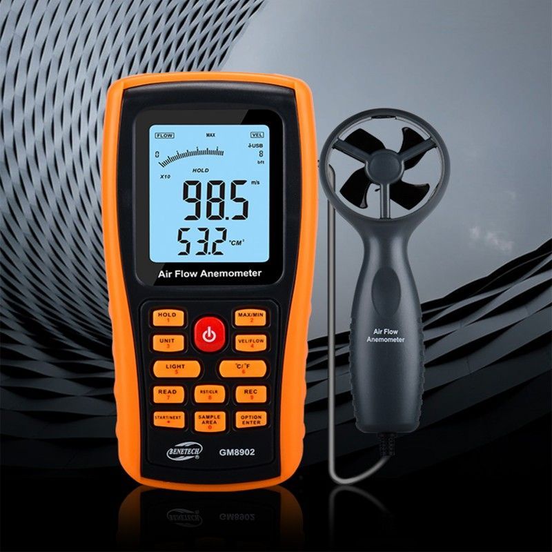 Wind Meter Tester Digital Anemometer Data Logger With Backlight Lcd Display Air Flow Velocity Meter Wind Speed Gauges