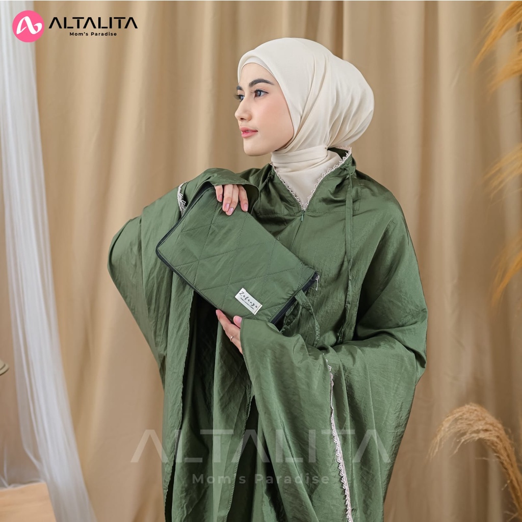 Altalita - Mukena Zanitha Parasut Terusan Traveling 2 in 1 Resleting Tas Sajadah Adem Premium Mukenah Dewasa Polos Jumbo Renda Mini Pouch Terbaru