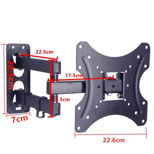 Taffware Telescopic TV Bracket VESA 200 x 200 for 17-42 Inch TV - X-200 - Black