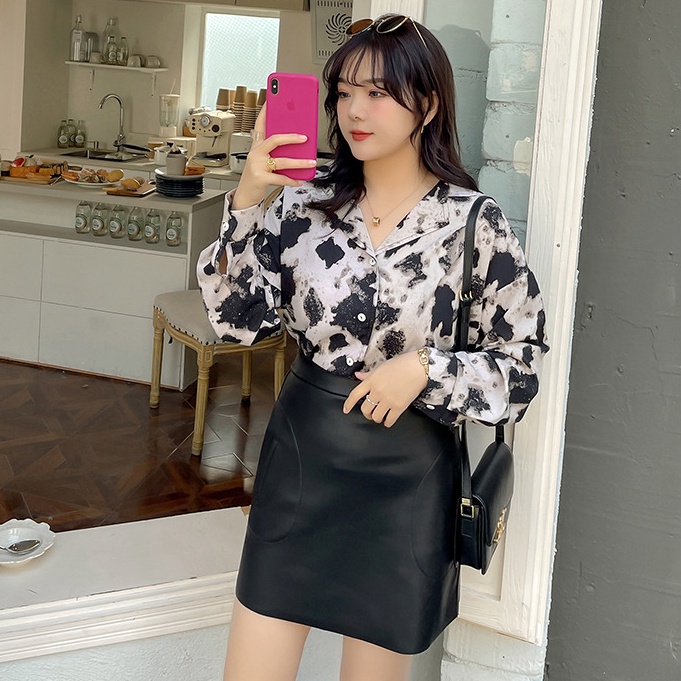 yikoo-Korea set oversize kemeja + maxi rok baju fashion wanita